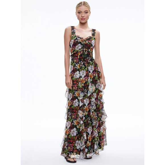 Alice + Olivia Rue Godet Maxi Dress 4 NWT $695